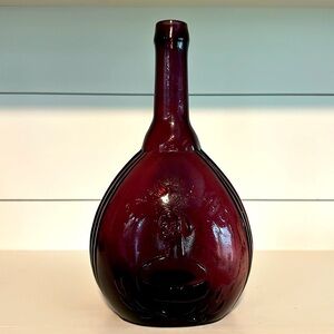 Vintage Jenny Lind 9” Amethyst Bottle Empire Glass Works Purple Glass